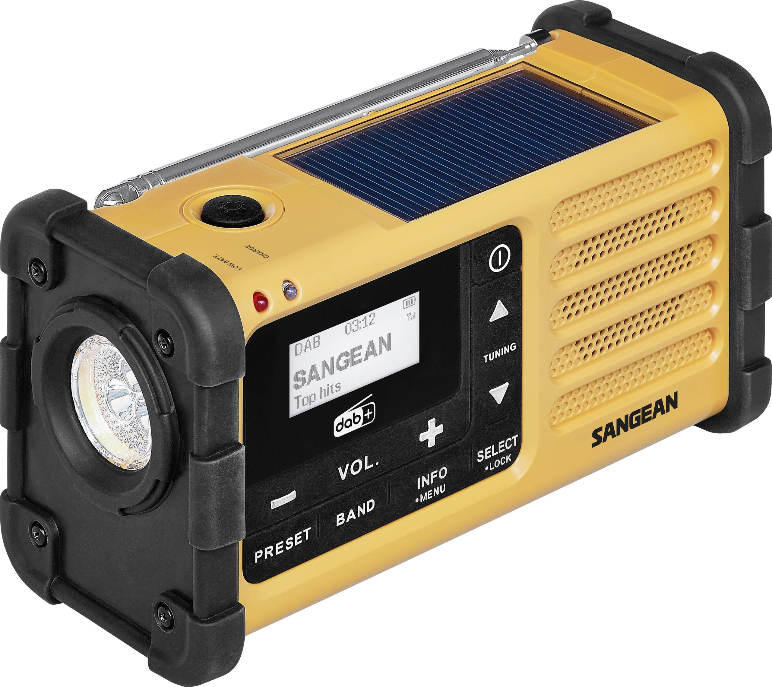 Radio outdoorowe Sangean MMR-88 DAB+ DAB+, fale metrowe (VHF) funkcja ładowania akumulatora, latarka kieszonkowa, panel - obrazek 1