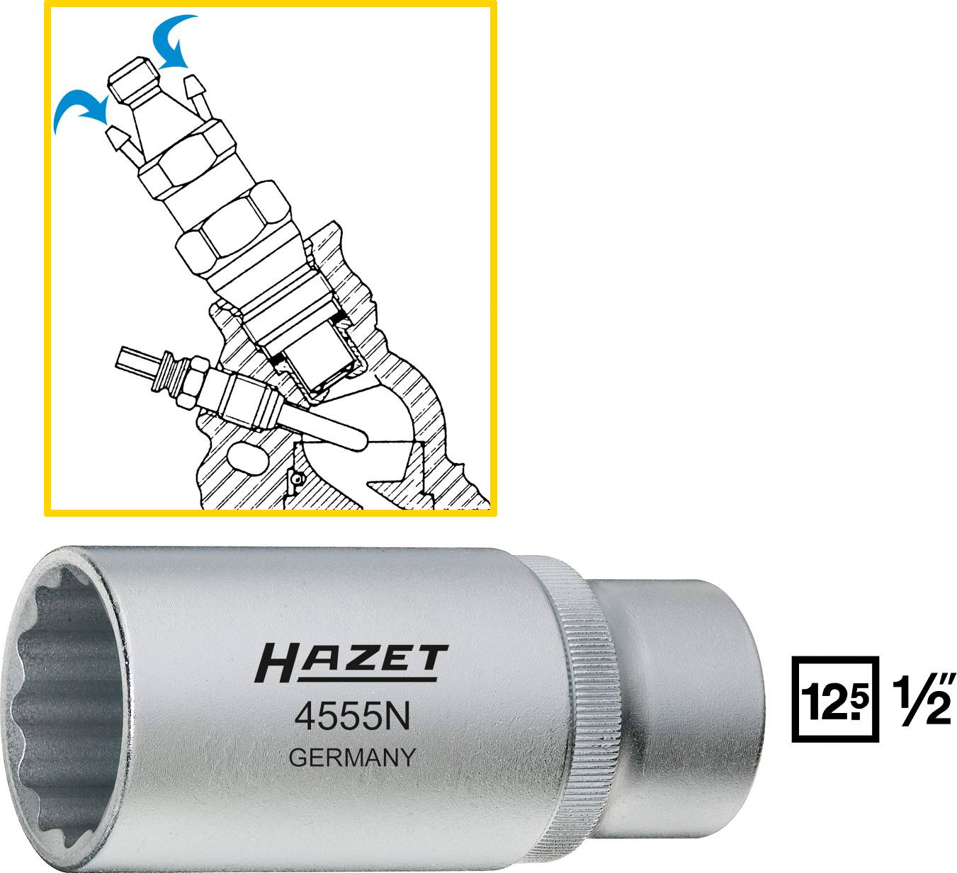 Hazet 4555N 4555N zewnętrzny sześciokąt Nasadka 27 mm 1/2" (12.5 mm) - obrazek 1
