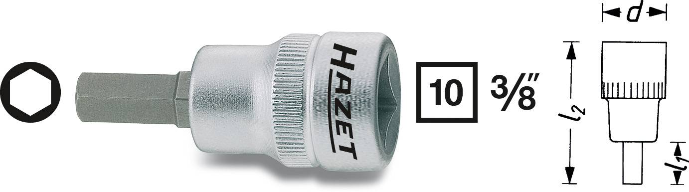 Hazet 8801K 8801K-6 wewnętrzny sześciokąt Nasadka trzpieniowa 6 mm 3/8" (10 mm) - obrazek 1