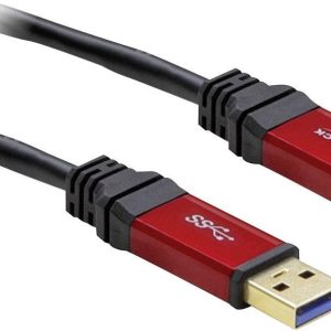 Delock Kabel USB USB 3.2 Gen1 Złącze męskie USB-A, Złącze męskie USB-A 2.00 m czerwony, czarny styki pozłacane , certyfi