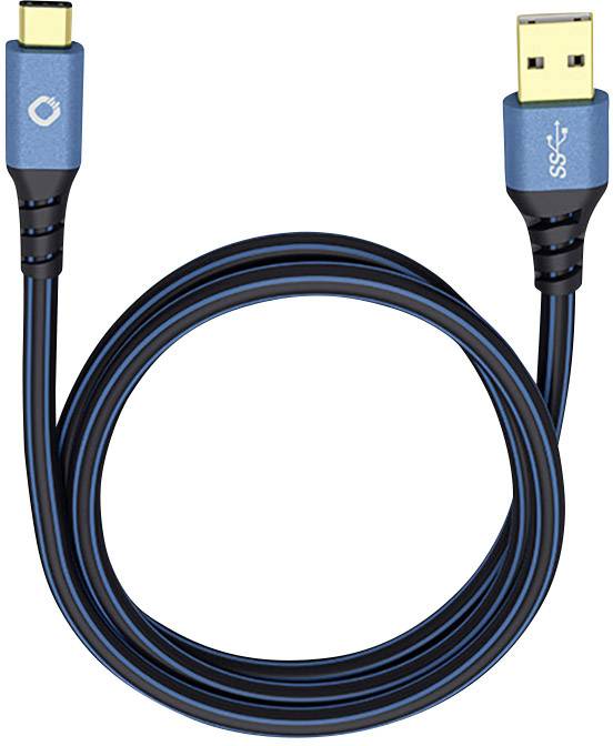 Oehlbach Kabel USB USB 3.2 Gen1 Złącze męskie USB-A, Złącze męskie USB-C® 3.00 m niebieski styki pozłacane 9328 - obrazek 1