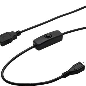 Joy-it Kabel USB USB 2.0 Złącze męskie USB-A, Złącze męskie USB Micro-B 1.50 m czarny z przełącznikiem K-1470
