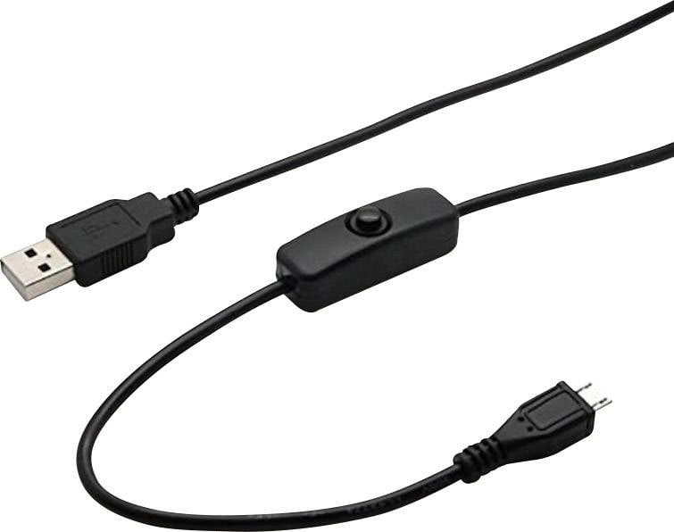 Joy-it Kabel USB USB 2.0 Złącze męskie USB-A, Złącze męskie USB Micro-B 1.50 m czarny z przełącznikiem K-1470 - obrazek 1