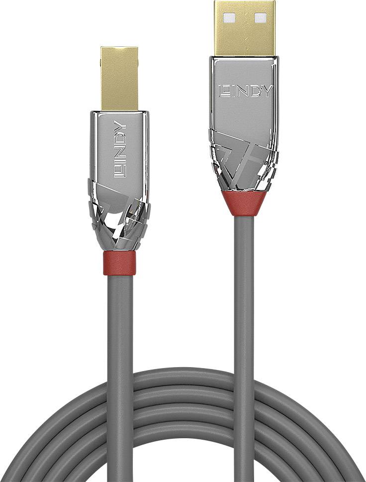 LINDY Kabel USB USB 2.0 Złącze męskie USB-A, Złącze męskie USB-B 5.00 m szary podwójne ekranowanie 36644 - obrazek 1