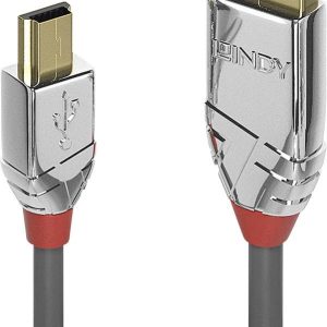 LINDY Kabel USB USB 2.0 Złącze męskie USB-A, Złącze męskie USB Mini-B 5.00 m szary styki pozłacane 36634
