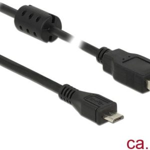 Delock Kabel USB USB 2.0 Złącze męskie USB-A, Złącze męskie USB Micro-B 1.00 m czarny z rdzeniem ferrytowym 84901