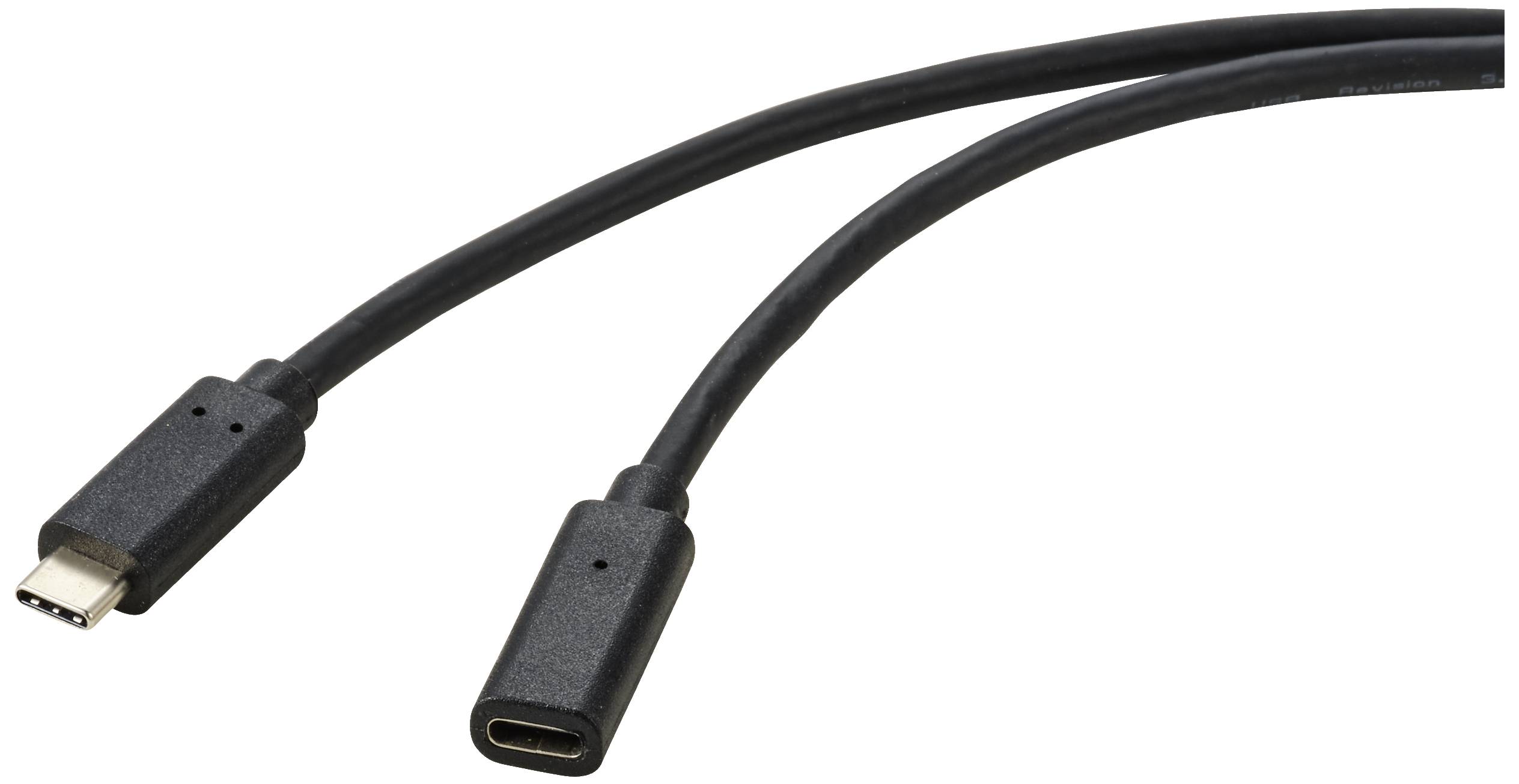 Renkforce Kabel USB USB 3.2 Gen2 Złącze męskie USB-C®, Złącze żeńskie USB-C® 2.00 m czarny płaszcz z PVC RF-4755222 - obrazek 1