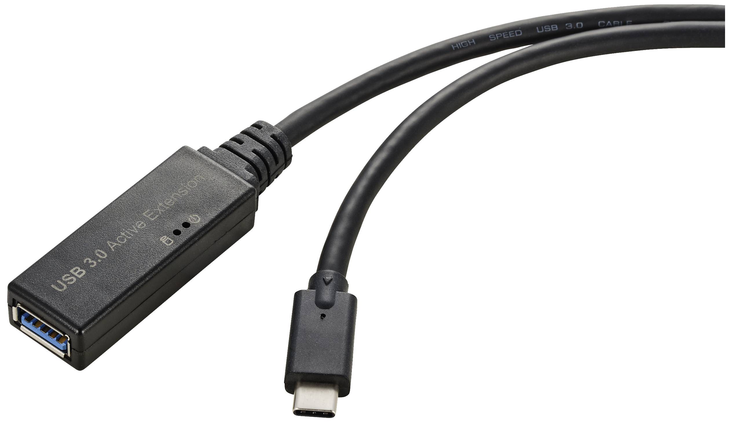 Kabel USB Renkforce RF-5231962, USB 3.2 Gen1, Złącze męskie USB-C®, Złącze żeńskie USB-A, 5.00 m - obrazek 1