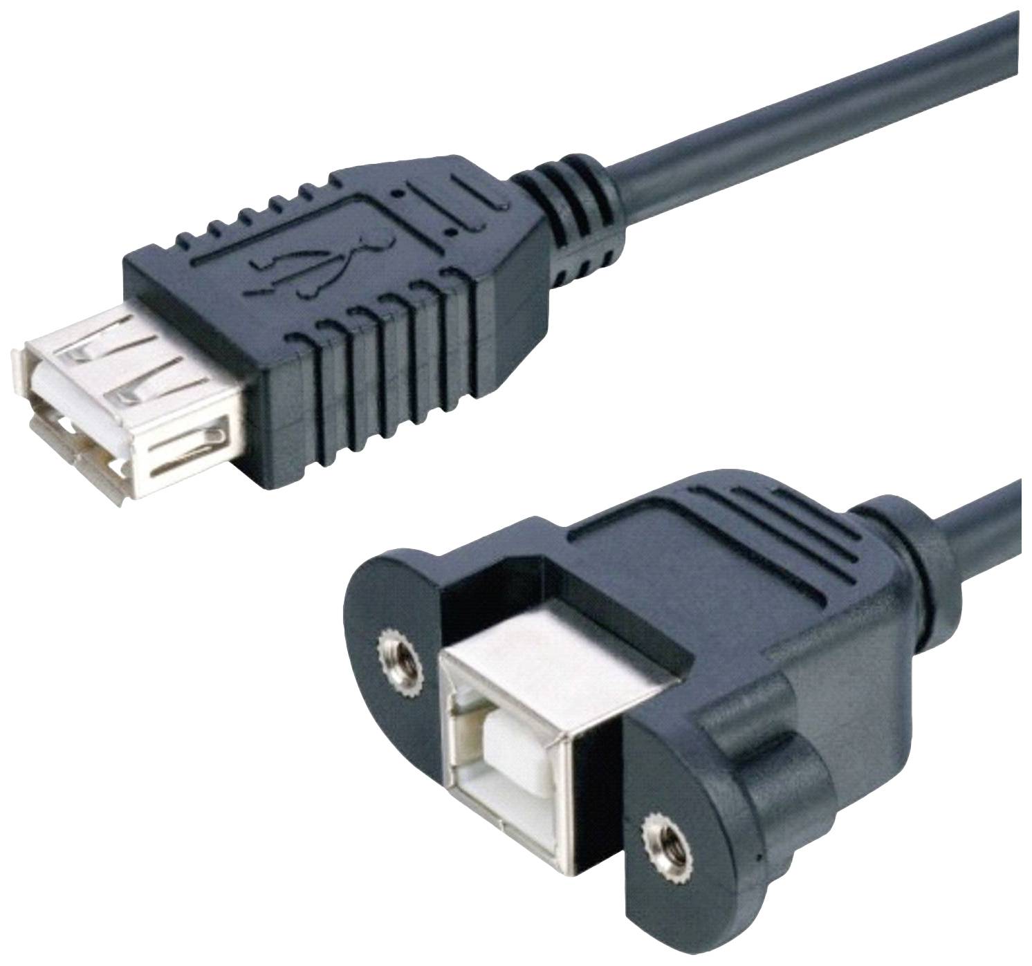 Lyndahl Kabel USB USB 2.0 Złącze żeńskie USB-B, Złącze żeńskie USB-A 0.20 m czarny z możliwością montażu LKPK007 - obrazek 1