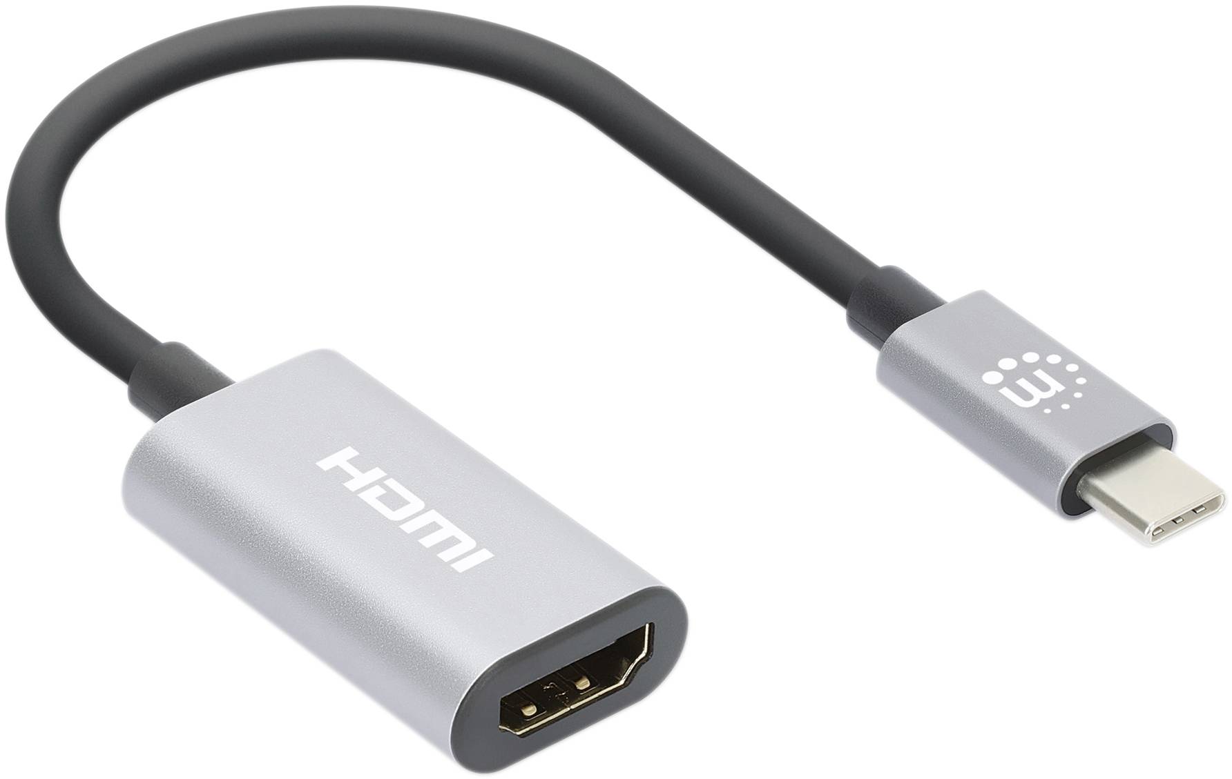 Manhattan Przejściówka USB HDMI 2.0 Gniazdo HDMI-A, Złącze męskie USB-C® 0.11 m szary 153973 - obrazek 1