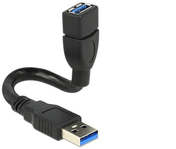 Delock Kabel USB USB 3.0 Złącze męskie USB-A, Złącze żeńskie USB-A 0.15 m czarny 83713 - obrazek 1