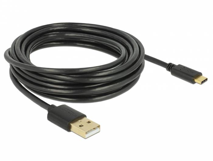 Delock Kabel USB USB 2.0 Złącze męskie USB-A, Złącze męskie USB-C® 4.00 m czarny 83669 - obrazek 1