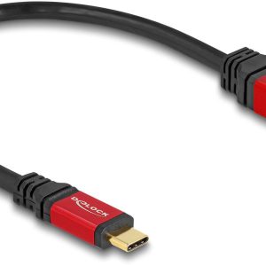 Delock USB-C Kabel USB 3.2 Gen2 Złącze męskie USB-C®, Złącze żeńskie USB-A 0.15 m czarny, czerwony konstrukcja okrągła 6