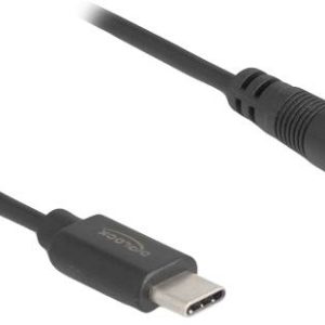 Delock Kabel do ładowania USB Złącze męskie USB-C®, Wtyczka DC 5,5 mm 1.00 m czarny 85397