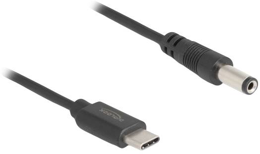 Delock Kabel do ładowania USB Złącze męskie USB-C®, Wtyczka DC 5,5 mm 1.00 m czarny 85397 - obrazek 1