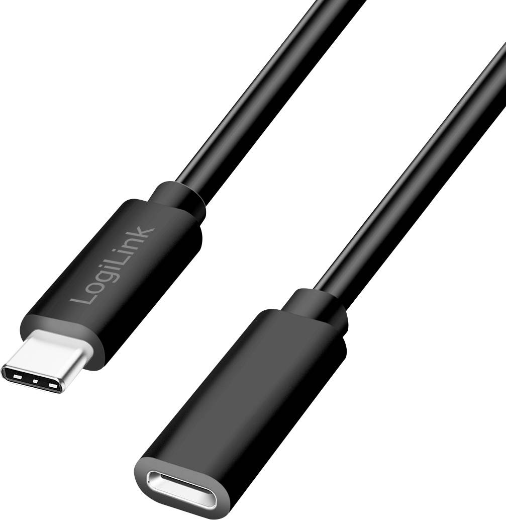 LogiLink USB-C Kabel USB 2.0 Złącze męskie USB-C®, Złącze żeńskie USB-C® 2.00 m czarny CU0211 - obrazek 1