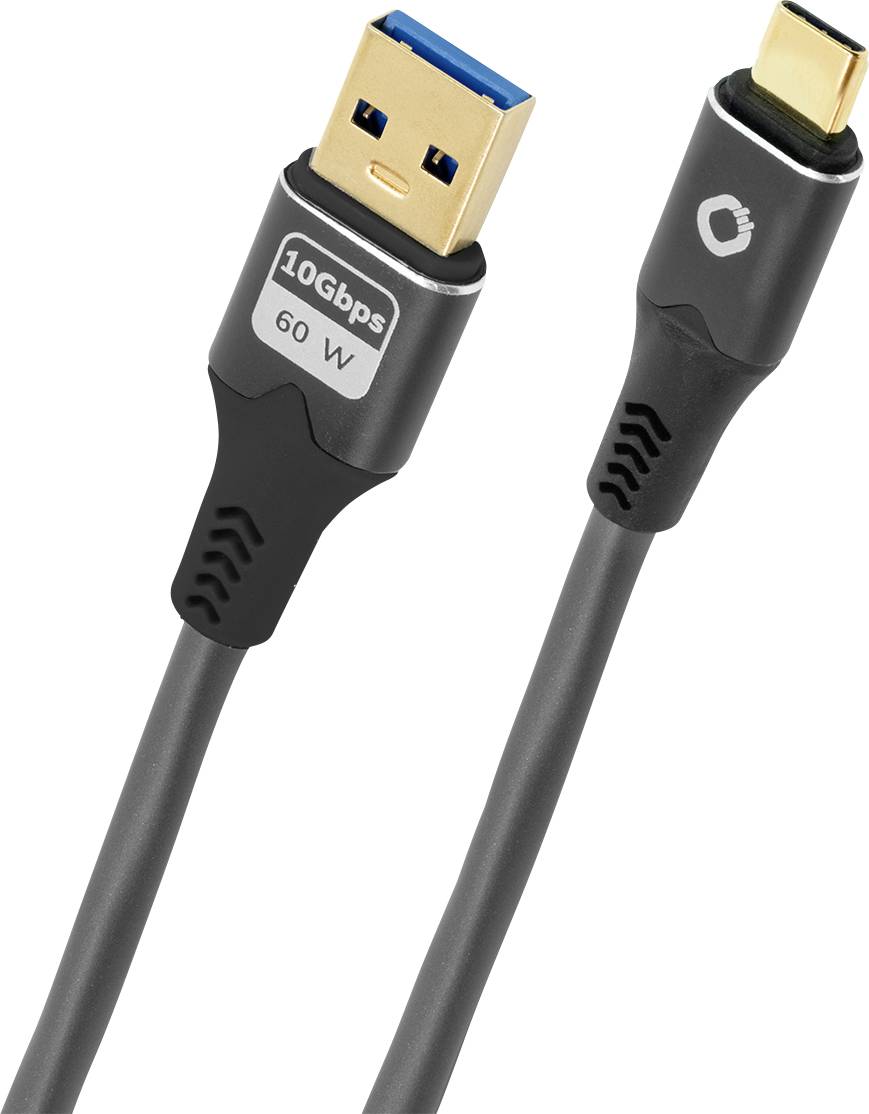 Oehlbach Kabel USB USB 3.2 Gen1 Złącze męskie USB-C®, Złącze męskie USB-A 0.5 m antracytowy styki pozłacane D1C9371 - obrazek 1