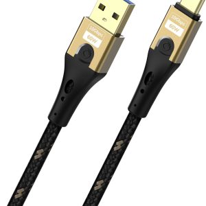 Oehlbach Kabel USB Złącze męskie USB-A, Złącze męskie USB-C® 3 m czarny/złoty ekranowanie plecione D1C9553 Oehlbach Kabel USB Złącze męskie USB-A, Złącze męskie USB-C® 3 m czarny/złoty ekranowanie plecione D1C9553