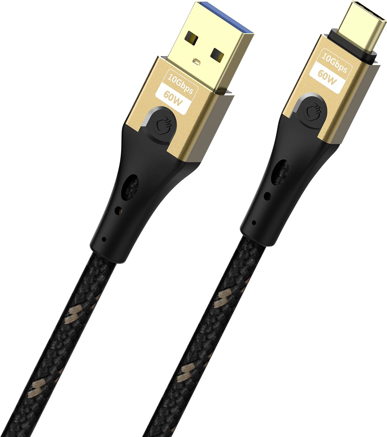 Oehlbach Kabel USB Złącze męskie USB-A, Złącze męskie USB-C® 3 m czarny/złoty ekranowanie plecione D1C9553 - obrazek 1