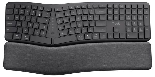 Klawiatura Trust Keyra ERGO Wireless Multi Keyboard DE Ergonomiczne Niemiecki, QWERTZ czarny