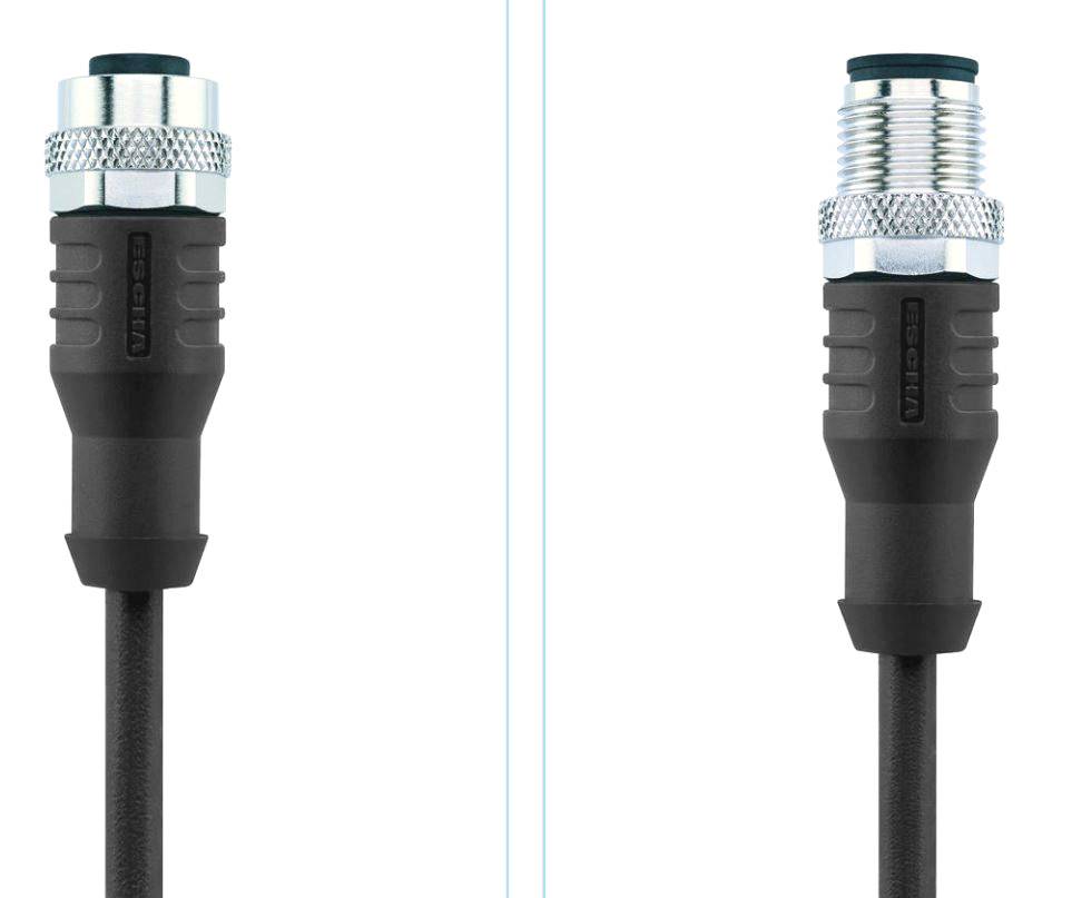 Kabel do czujników/elementów wykonawczych Escha AL-WAK4-5-AL-WAS4/S370 8044042, Złącze M12, proste / złącze męskie M12, - obrazek 1