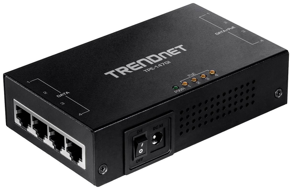 TrendNet TPE-147GI Injektor PoE 10 / 100 / 1000 MBit/s IEEE 802.3at (25.5 W) - obrazek 1