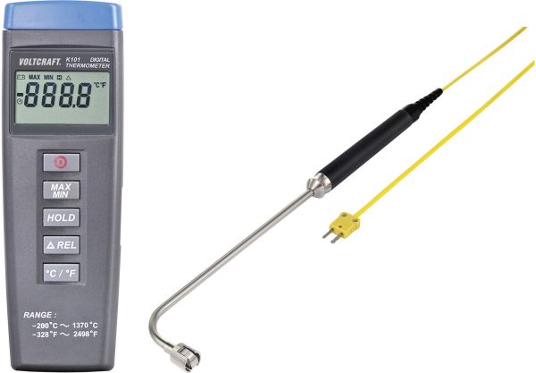 Termometr typu K VOLTCRAFT K101 + TP 206 VC-10514140, -200 – +1370 °C, Kalibracja (ISO)