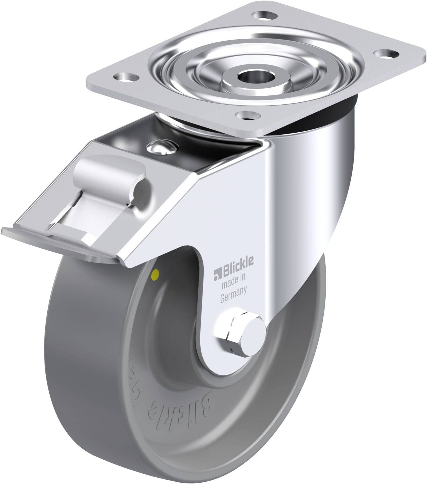 Blickle 843202 L-PO 160K-FI-ELS Rolka obrotowa z blachy stalowej Średnica koła: 160 mm Maksymalne obciążenie: 400 kg 1 s - obrazek 1