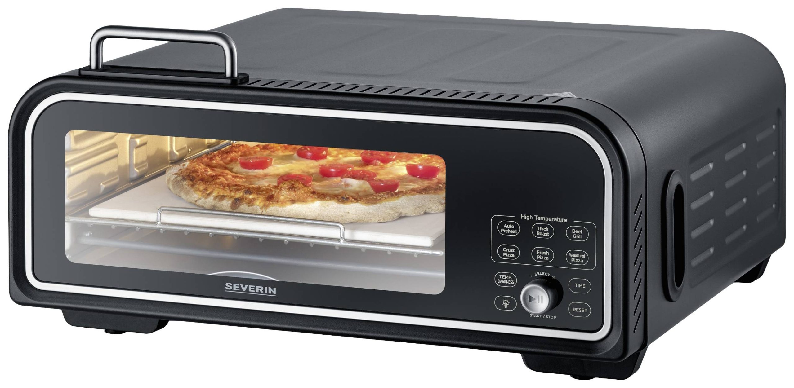 Severin Serico Elektryczny Piec do pizzy z wyświetlaczem, z kamieniem do pieczenia pizzy, z funkcją timera czarny - obrazek 1