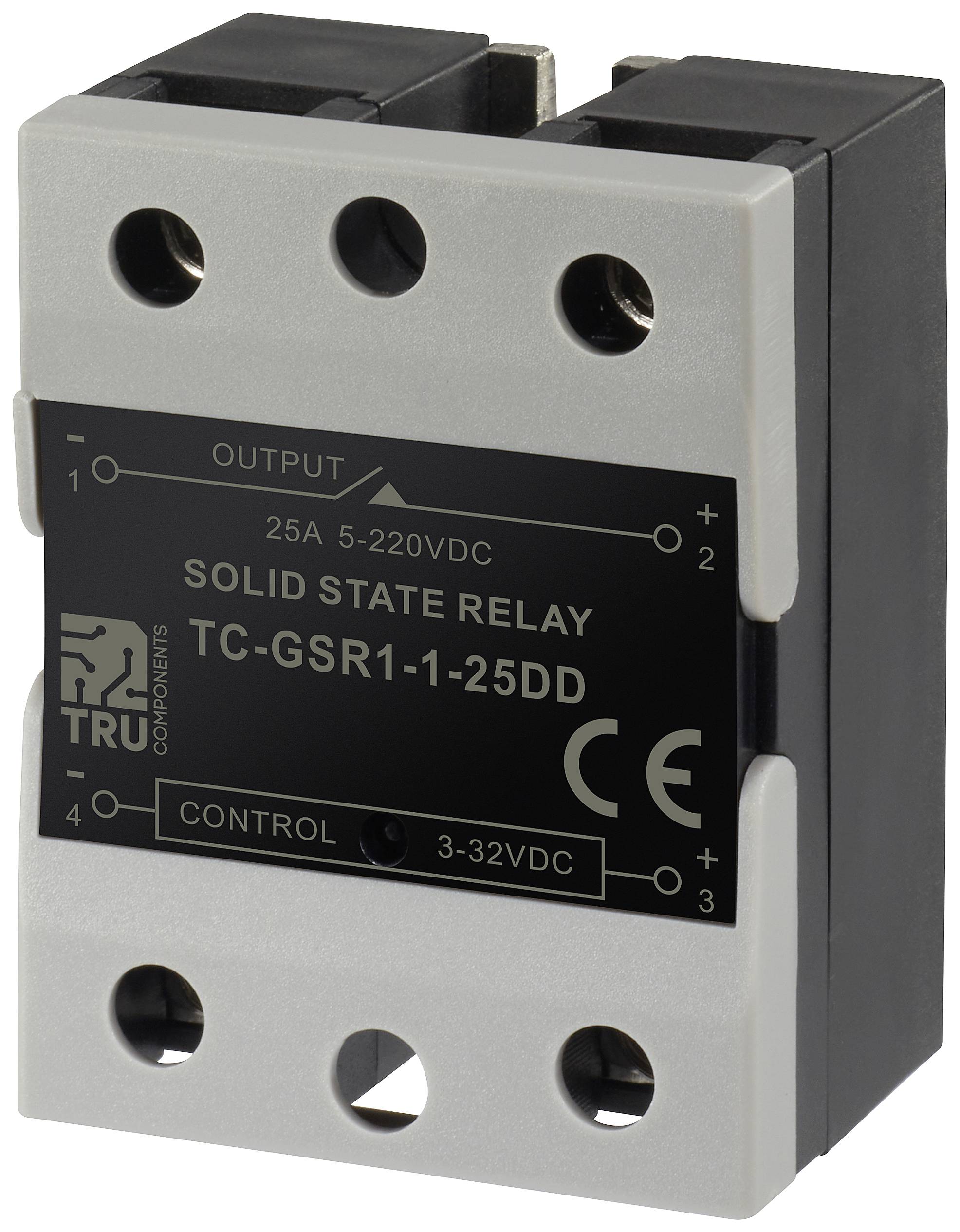 Przekaźnik SSR TRU COMPONENTS TC-GSR-1-25DD 25 A 220 V/DC Obwód prądu stałego 1 szt. - obrazek 1