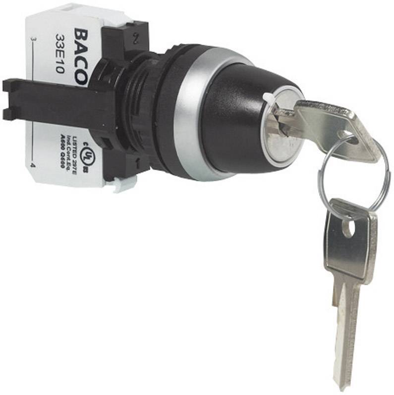 Przełącznik kluczykowy z adapterem BACO L21LA00G, 1 x 45°, bistabilny, 600 V, 10 A - obrazek 1
