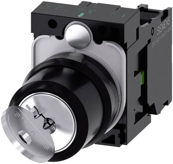 Siemens 3SU11004BF111BA0 3SU1100-4BF11-1BA0 Przełącznik kluczykowy pierścień przedni z tworzywa sztucznego klucz czarny, - obrazek 1