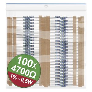Quadrios 22P095 22P095 Zestaw rezystorów metalizowanych 4.7 kΩ osiowy THD 0.5 W 1 % 1 zest.
