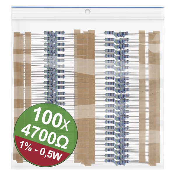 Quadrios 22P095 22P095 Zestaw rezystorów metalizowanych 4.7 kΩ osiowy THD 0.5 W 1 % 1 zest.