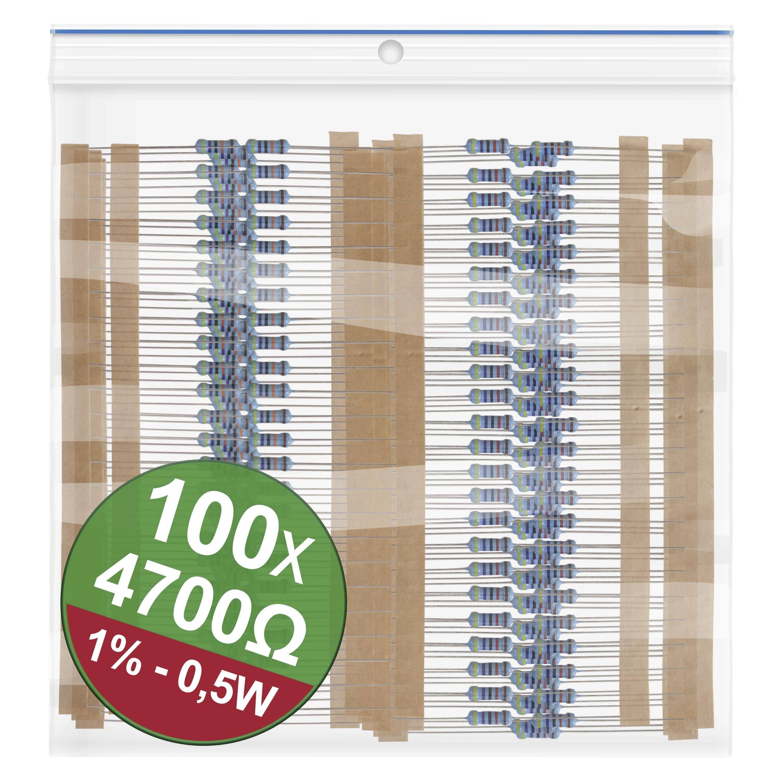 Quadrios 22P095 22P095 Zestaw rezystorów metalizowanych 4.7 kΩ osiowy THD 0.5 W 1 % 1 zest. - obrazek 1