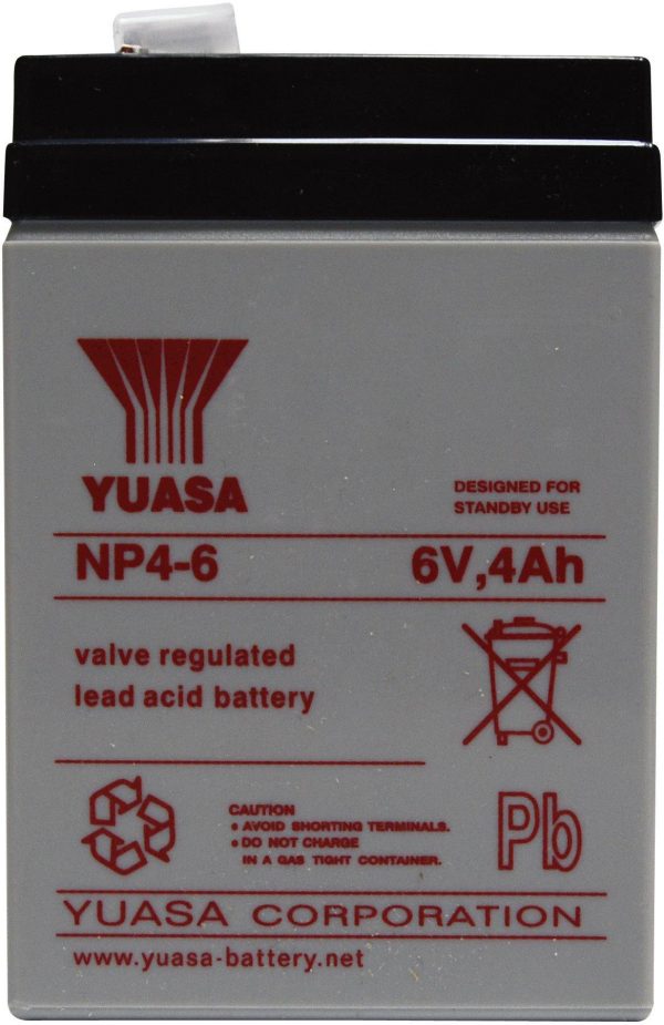 Akumulator ołowiowy Yuasa NP4-6 NP4-6, AGM, 6 V, 4 Ah