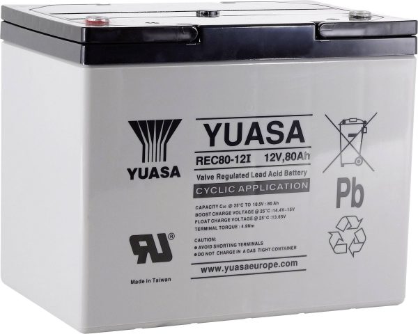 Akumulator ołowiowy Yuasa REC80-12 YUAREC8012, AGM, 12 V, 80 Ah