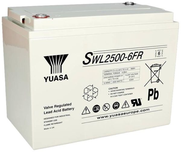 Akumulator ołowiowy Yuasa SWL2500-6FR, AGM, 6 V, 180 Ah