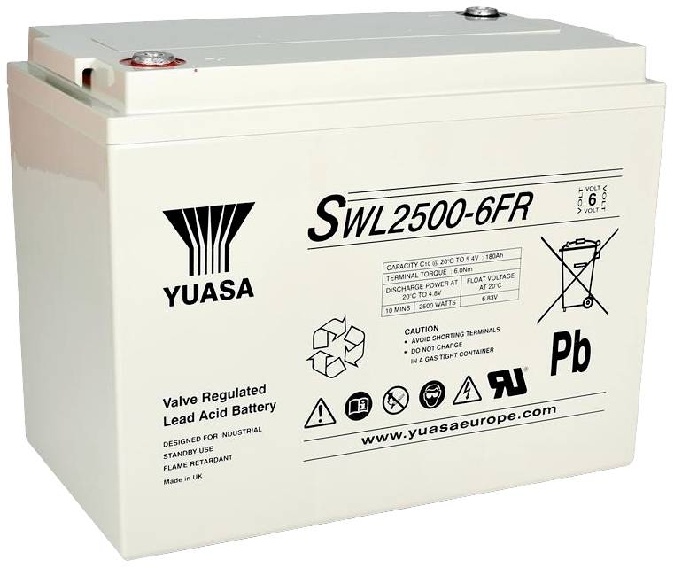 Akumulator ołowiowy Yuasa SWL2500-6FR, AGM, 6 V, 180 Ah - obrazek 1