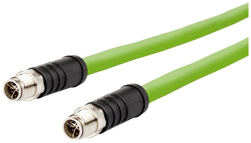 kabel LAN Metz Connect 142M6X11020, 1 szt., M12, CAT 6a, SF/UTP, 2.00 m, zielony - obrazek 1