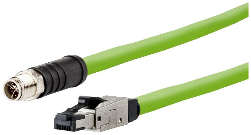 kabel LAN Metz Connect 142M6X18050, 1 szt., M12, CAT 6a, SF/UTP, 5.00 m, zielony - obrazek 1