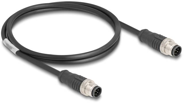 kabel LAN Delock 80806, 1 szt., M12, CAT 5e, S/FTP, 1.00 m, czarny - obrazek 1