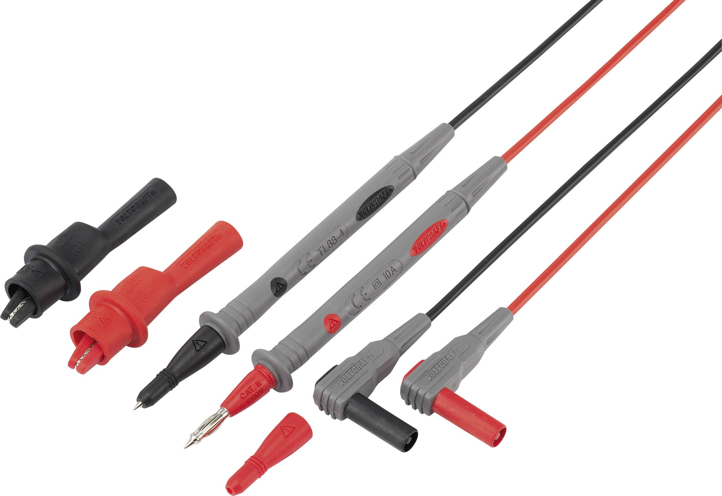 VOLTCRAFT TL 88-4 Zestaw przewodów pomiarowych bezpiecznych złącze męskie, lamelkowe 4 mm sonda 1.80 m czarny, czerwony - obrazek 1
