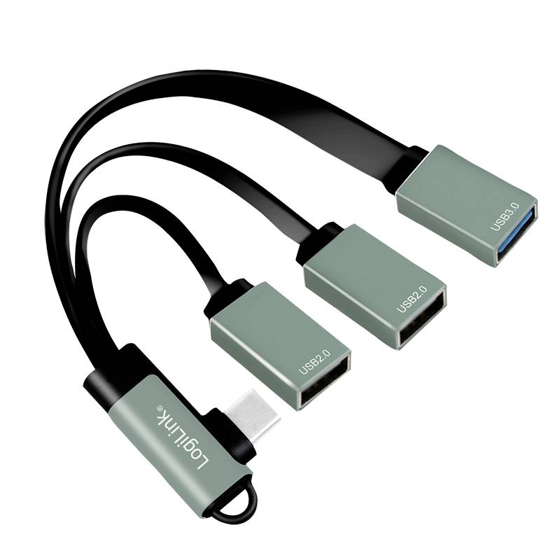 LogiLink UA0361 USB-Hub 3 Porty USB-A USB 3.1 Gen1 5 GBit/s z wtyczką USB-C srebrny UA0361 - obrazek 1