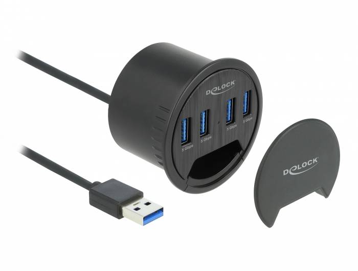 Delock 64153 USB-Hub 4 porty USB-A USB 3.2 Gen1 5 GBit/s czarny 64153 - obrazek 1