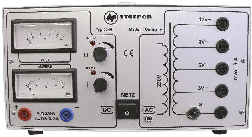 Zasilacz laboratoryjny regulowany Statron 5340.1 0 - 12 V/AC 3 A 72 W - obrazek 1