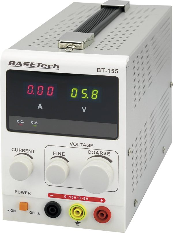 Zasilacz laboratoryjny regulowany Basetech BT-155 0 – 15 V/DC 0 – 5 A 75 W