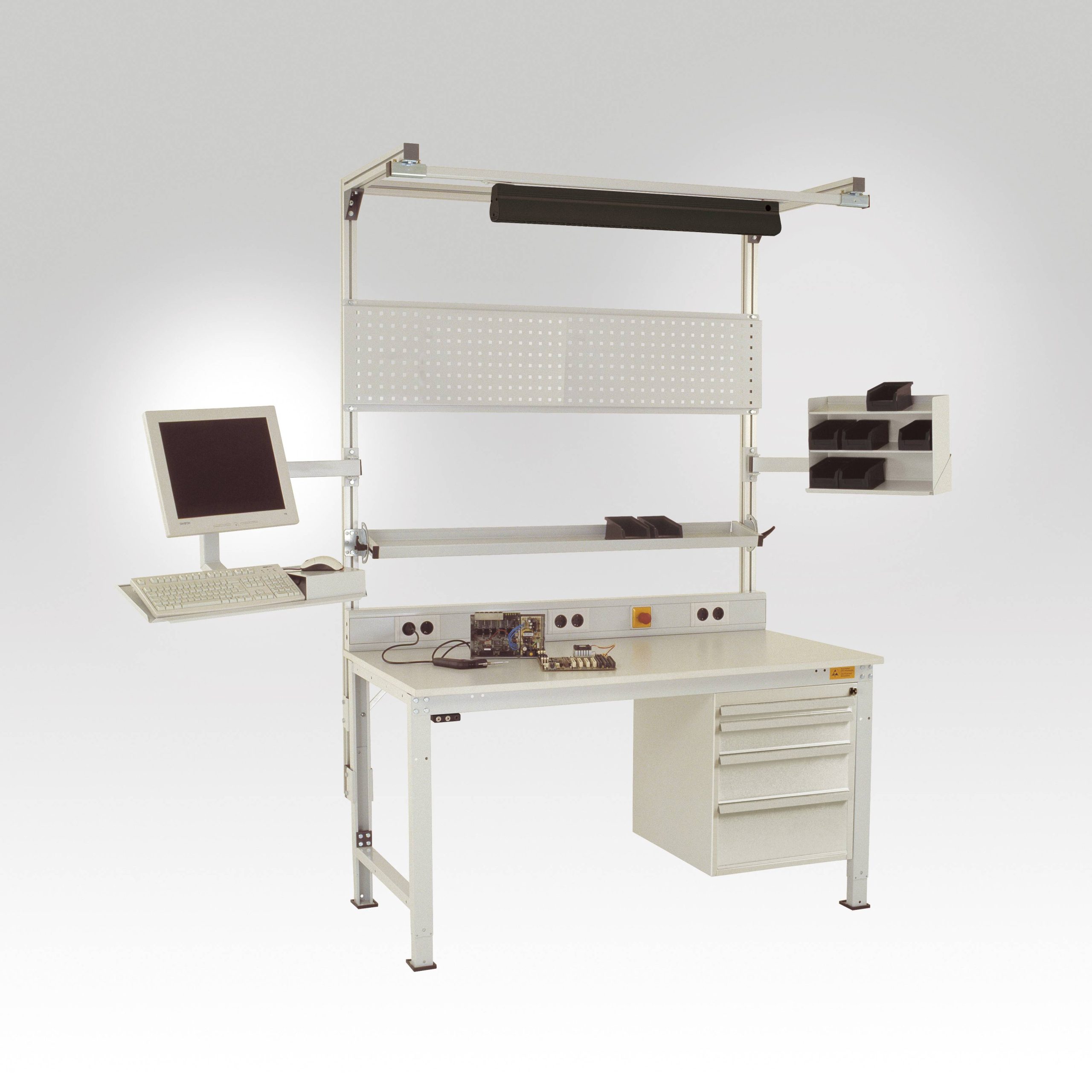 Manuflex LC4892.5012 ESD Podstawa w obudowie ESD, wysokość użytkowa 500 mm z 4 szufladami. Do głębokości stołu 800 mm - obrazek 1