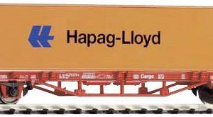 Wagon płaski Hapag Lloyd dla DB Cargo, Piko H0 57700, rozstaw osi 157 mm, skala H0 Wagon płaski Hapag Lloyd dla DB Cargo, Piko H0 57700, rozstaw osi 157 mm, skala H0