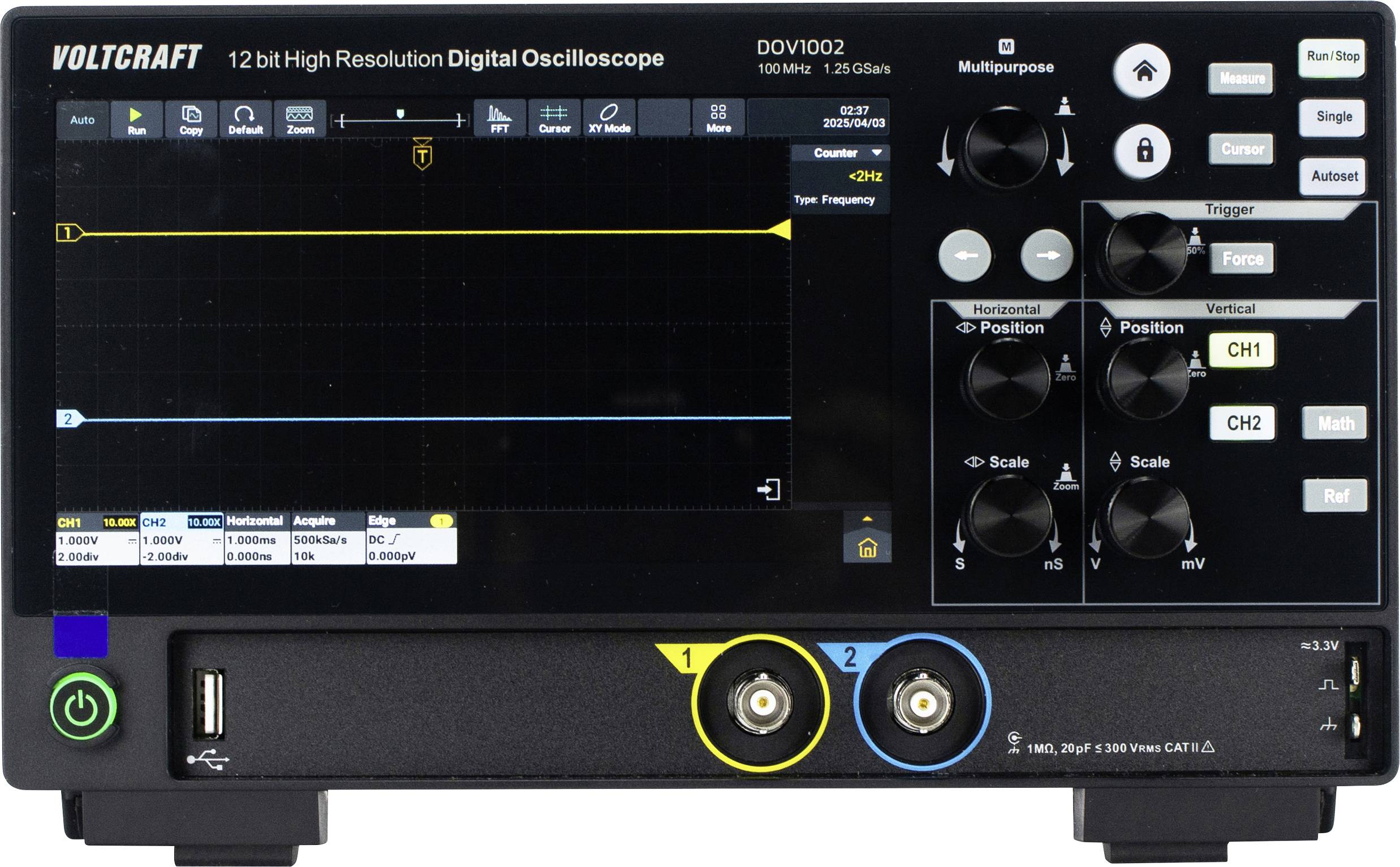 Oscyloskop cyfrowy VOLTCRAFT DOV1002 100 MHz 1.25 GSa/s - obrazek 1